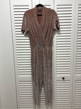 Taupe Animal Print Wrap Jumpsuit - Unbranded